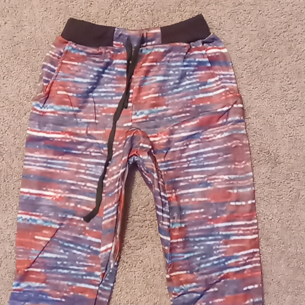 Red white and blue tie dye women's joggers